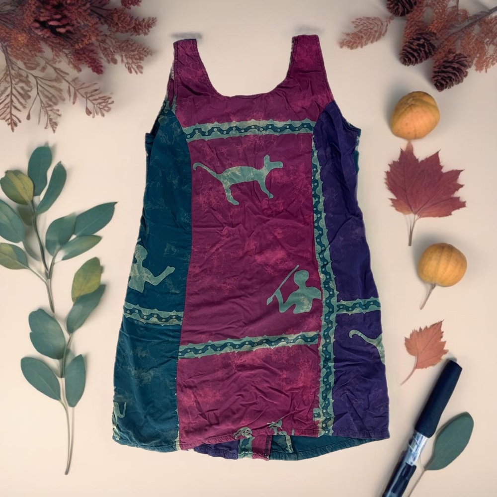 Vintage M/Lingo Batik Festival Dress, Size Large, Tribal Print